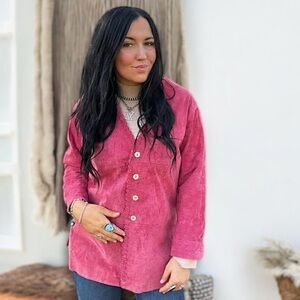 Vintage Apart Rose Pink Suede Jacket braided Trim and Mother of Pearl Buttons